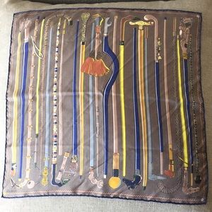 Hermes “Les Cannes” Pocket Square / Small Scarf